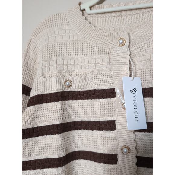 V FOR CITY Cardigan Women Knit Tweed Winter Chunky Size Small (487) - Picture 4 of 9